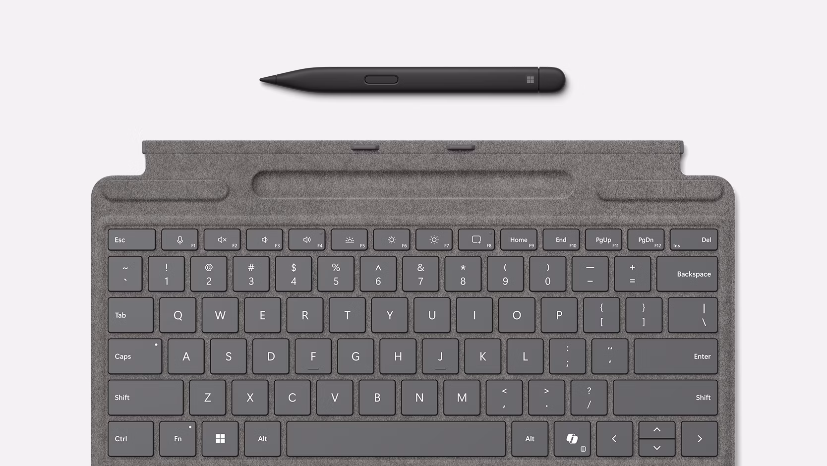 Vista aérea de un Teclado para Surface Pro con Slim Pen.