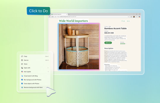 Click to Do providing a helpful suggestion on how to enhance an image.