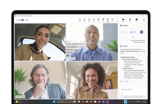 A close-up of a Teams call on a Surface Laptop for Business.