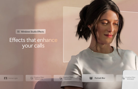 A person uses Windows Studio Effects.