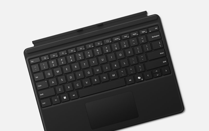 Vista aérea de un Teclado para Surface Pro.