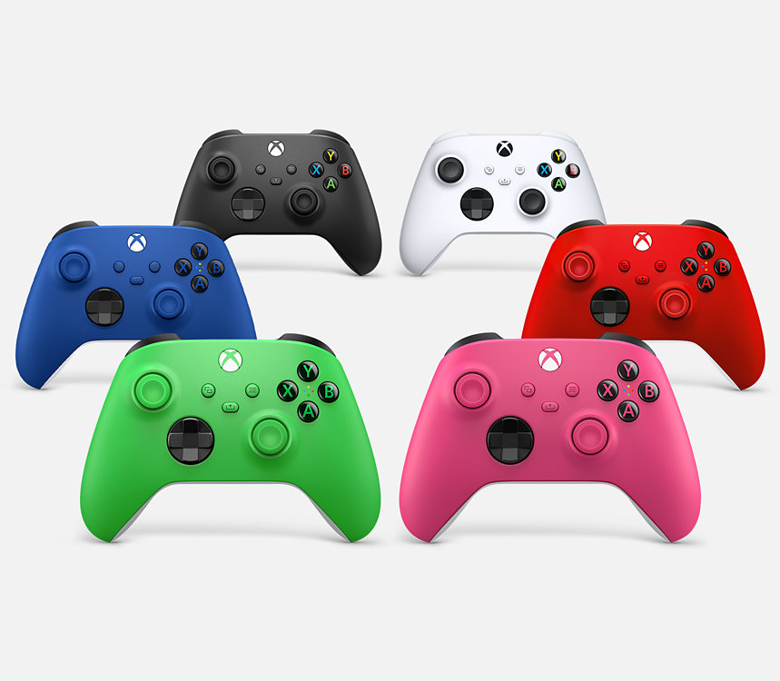 XBOX Wireless Controllers in various colours.