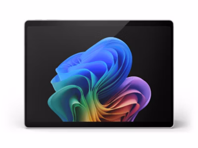 A front view of Surface Pro in the colour Platinum.